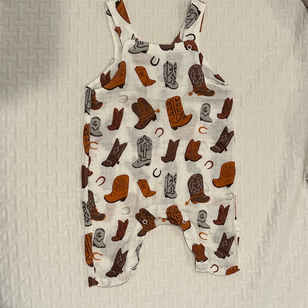 Angel Dear Western Boot Print Baby Romper